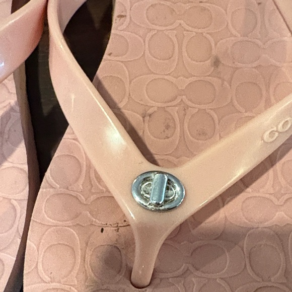 Coach Pink Logo-Pattern Flip Flop Sandals - Picture 2 of 8